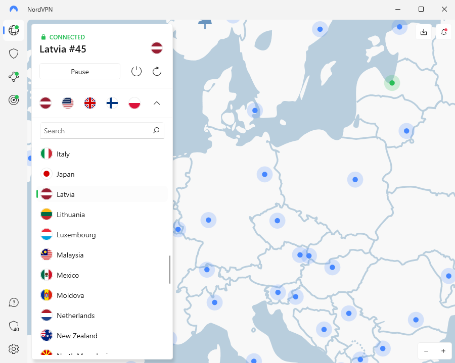 NordVPN lietotu dizains